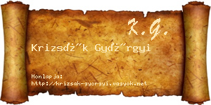 Krizsák Györgyi névjegykártya